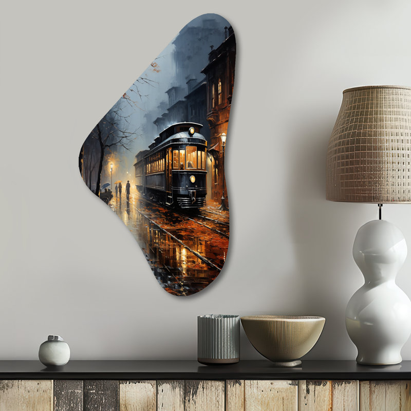 Gilley - train, forme unique, décoration murale en métal, reproduction d'art asymétrique moderne, H 31 po x l 17 po