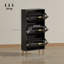 HOMCOM Narrow Shoe Cabinet with 3 Flip Drawers, 9-18 Pairs, Black