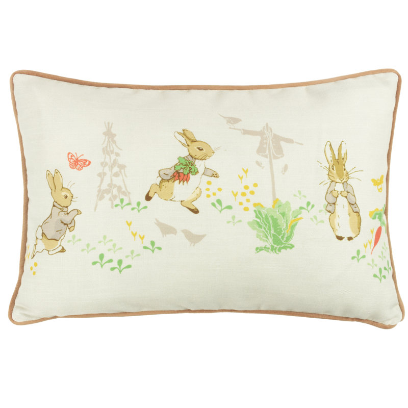 Classic Peter Rabbit™ Floral Natural Rectangular Throw Cushion
