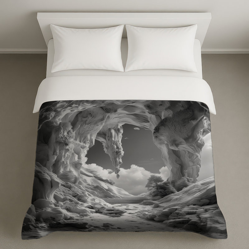 Housses de couette monochromes paysage rocheux, Grand lit