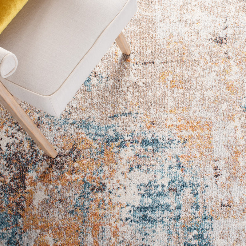Crystal Performance Abstract Rug, Round 6'7"