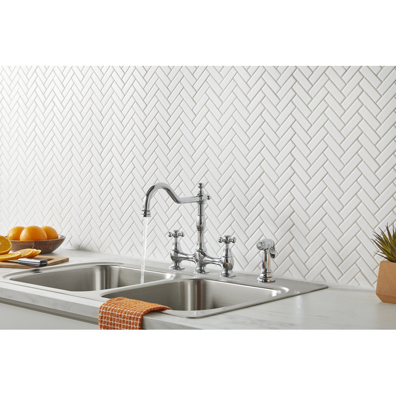 Opulence Bridge Faucet with Side Spray, Chrome