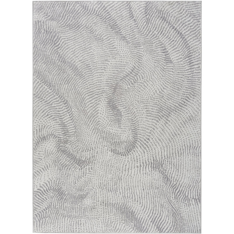 Alim Abstract Machine Made Area Rug, Rectangle 183 x 274 cm, Grey