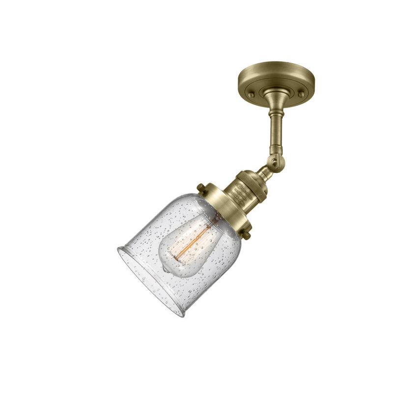 Applique murale 1 lumière 8 po Bell, Laiton antique, Grainé, Ampoule non incluse
