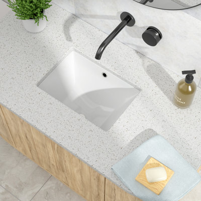 18'' L x 13'' W Ceramic Glossy Rectangular Undermount Bathroom Sink with Overflow
