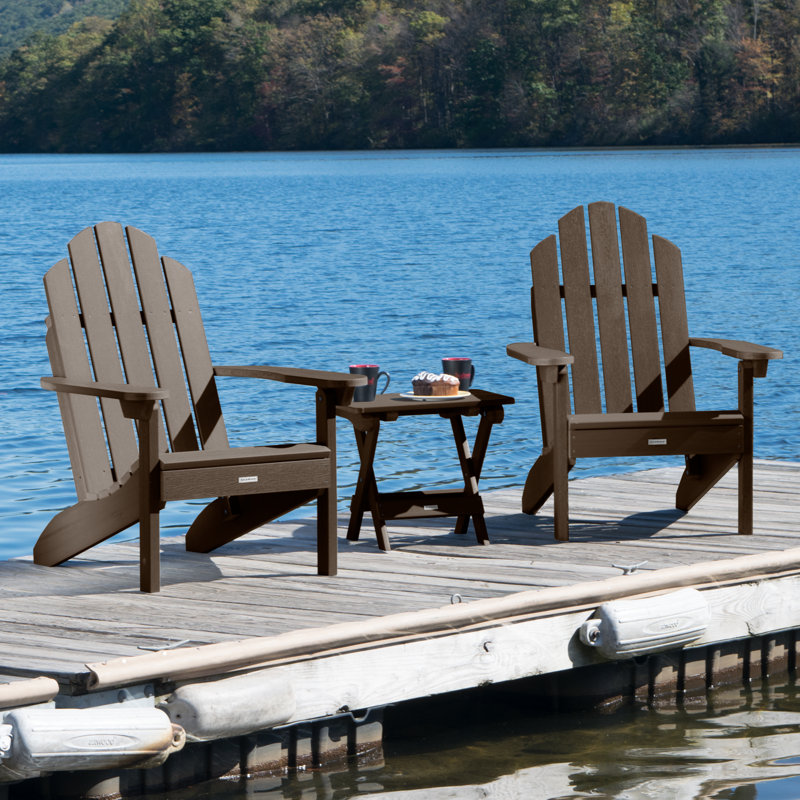 Chaise Adirondack en plastique avec table Anette, Gland de chêne vieilli