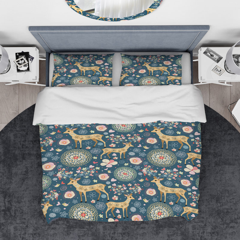 Ensemble de housse de couette en microfibre bleu / brun, Housse de couette très grand + 2 taies décoratives