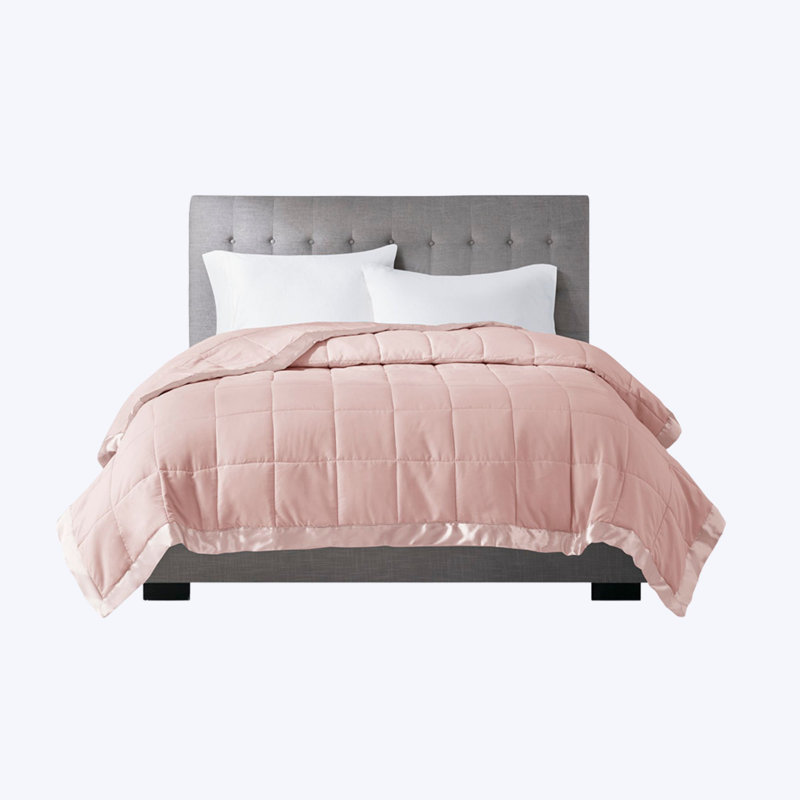 Couverture en duvet synthétique toutes saisons, couverture matelassée légère et douce, jeté luxueux avec bordure en satin pour lit
