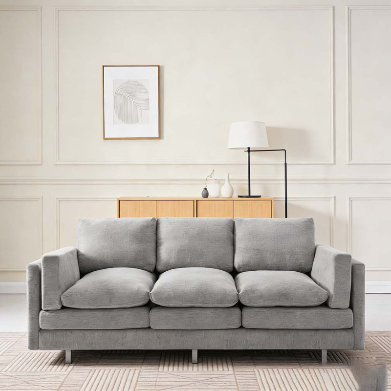 Canapé rembourré 79,5 po, Gris clair