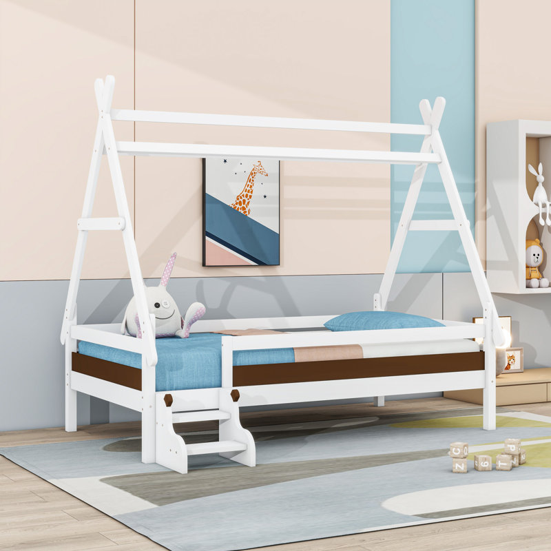 Lit plateforme Wood, Simple, Blanc