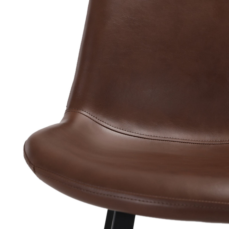 Tabouret de comptoir en faux cuir Macaire, Tabouret de comptoir (siège d'une hauteur de 24 p, Marron foncé