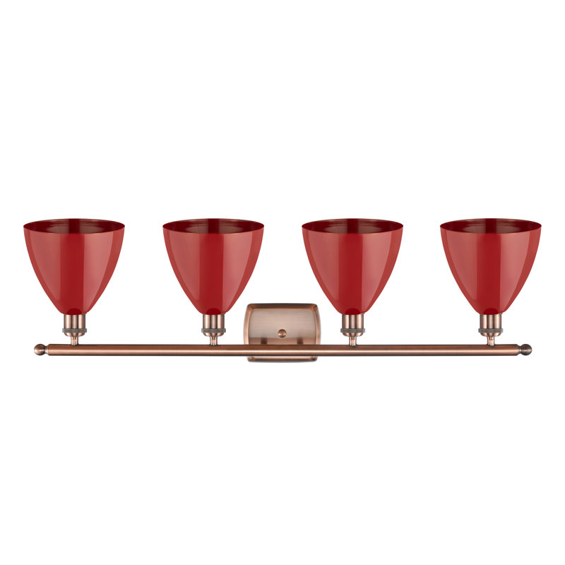 Éclairage pour meuble-lavabo à 4 lumières à intensité variable Amylee, Cuivre antique, Rouge