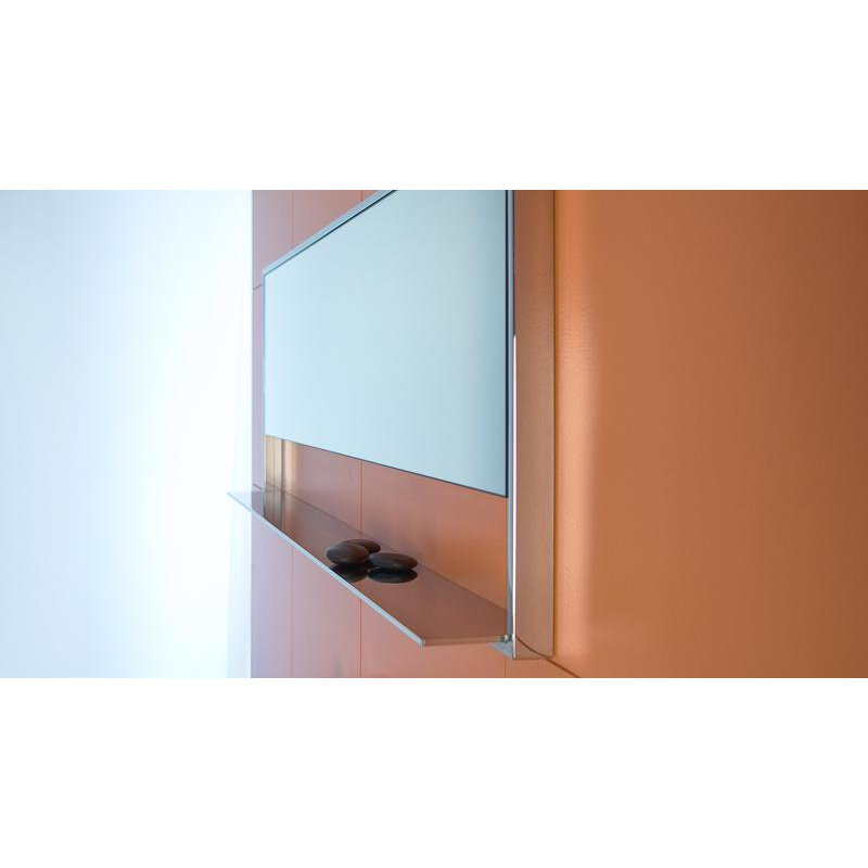 C Collection Horizontal Mirror with Shelf, Brushed, 19" H x 46" W