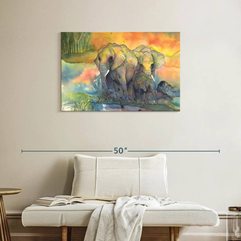 Brampt Elephants Kin, 24" H x 36" W