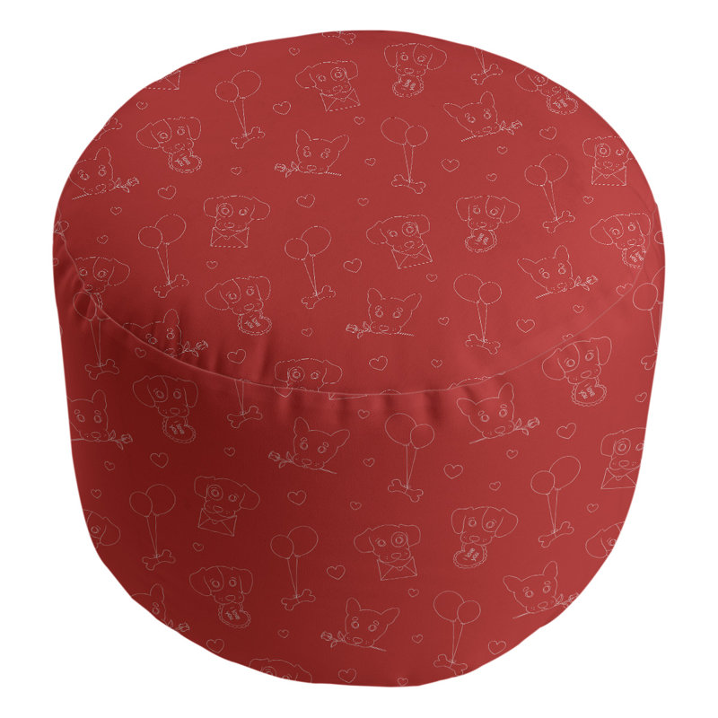 Upholstered Pouf, Red