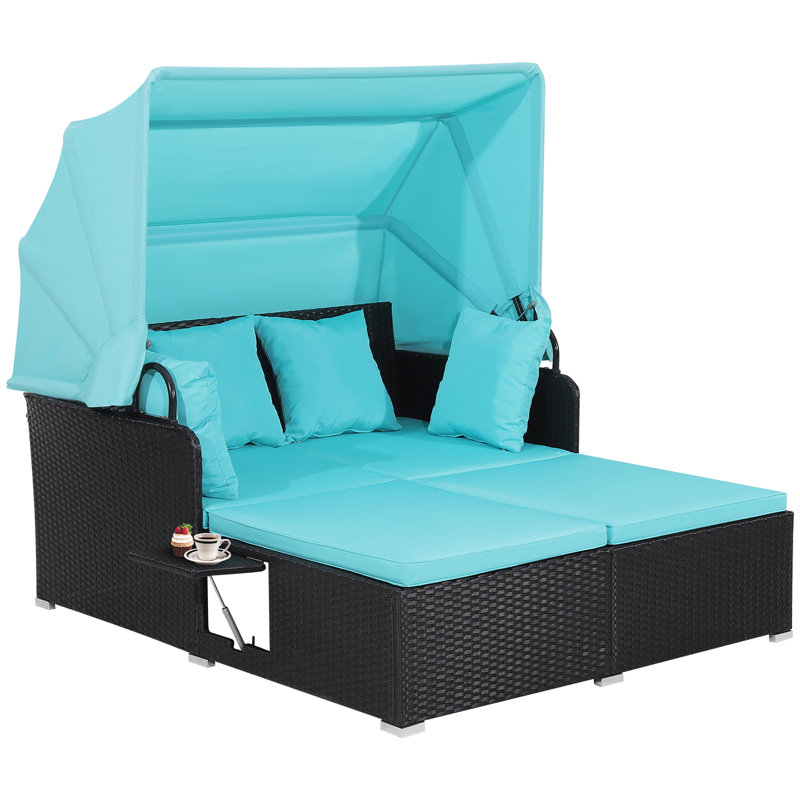 Lit de jour d'extérieur avec coussins Avdyl, Turquoise