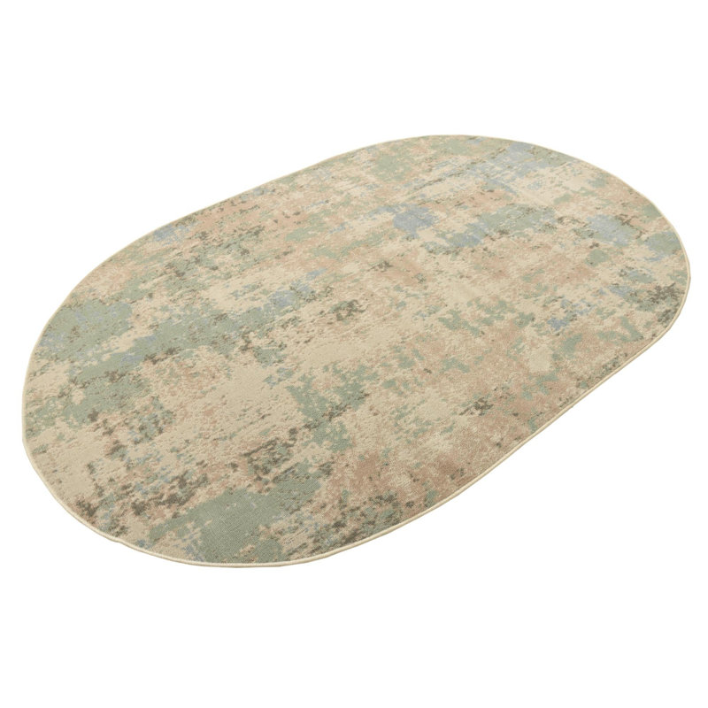 Brown/Teal Area Rug, Oval 8' x 10'