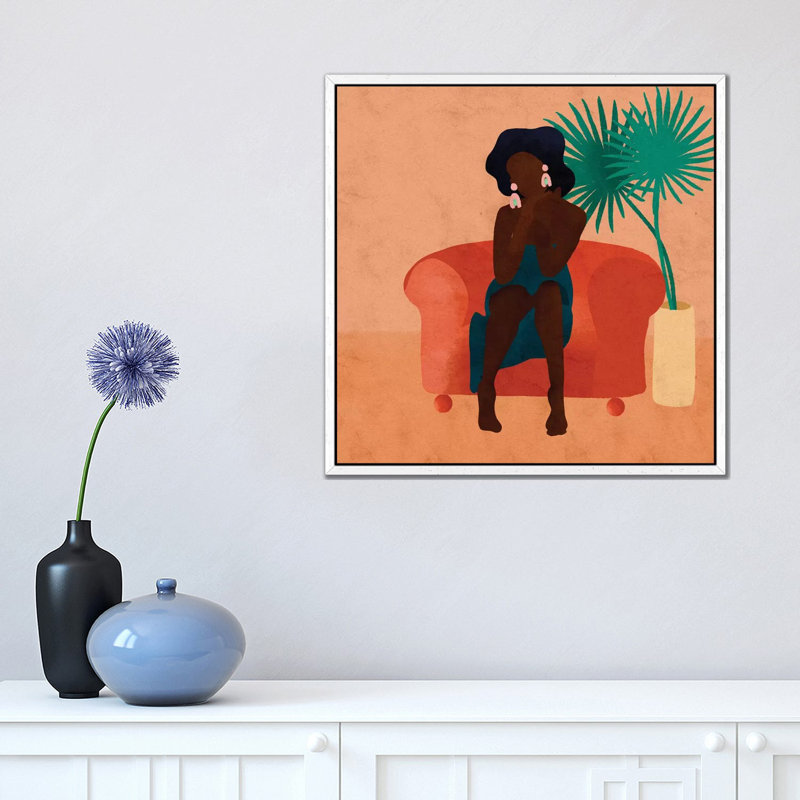 Nas by Reyna Noriega - Print on Canvas, 45.72 cm H x 45.72 cm W, White Framed