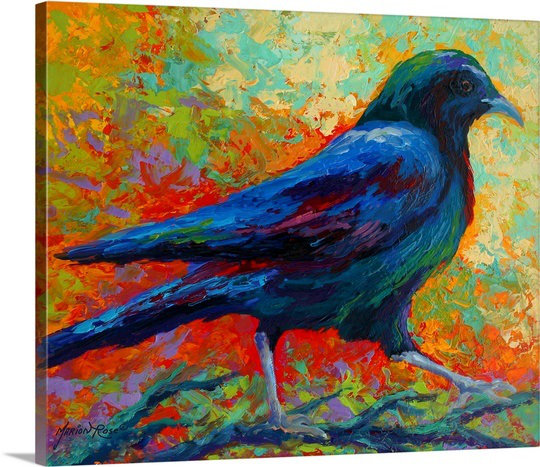 "i" par marion rose, reproduction d’art sur toile tendue Crow, H 25 po x l 30 po x P 1,5 po