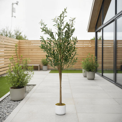 Arbre de 5,2 pi avec olivier artificiel réaliste pour la maison, le salon, le bureau et le vestibule
