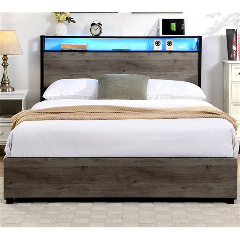 Lit plateforme double avec rangement Modern, Double 