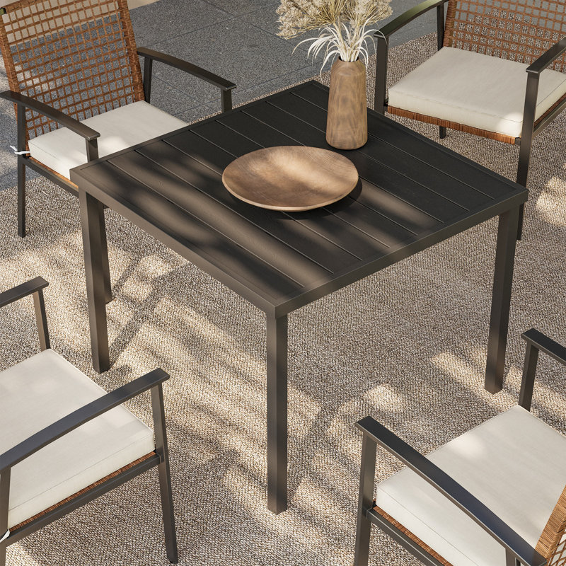 37" Long Outdoor Square Iron Dining Table