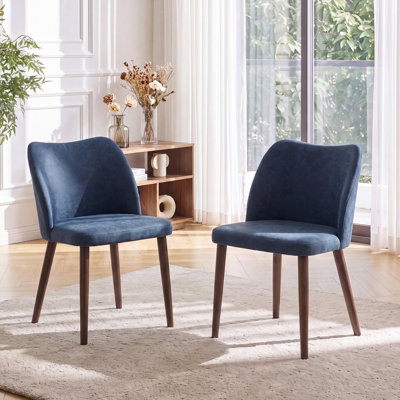 Upholstered Solid Wood Small Dining Chairs - Ergonomic Curve & Plush Padding for Multiple Spaces