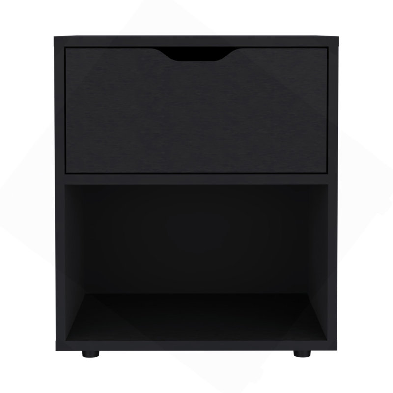 Aberdeeen 19.7-Inch High Nightstand End Table With Open Shelf, Black