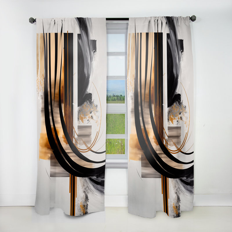 Gold Touch Art Deco III - Modern Curtain - Velvet Room Darkening - 1 panel, 52" W x 84" L