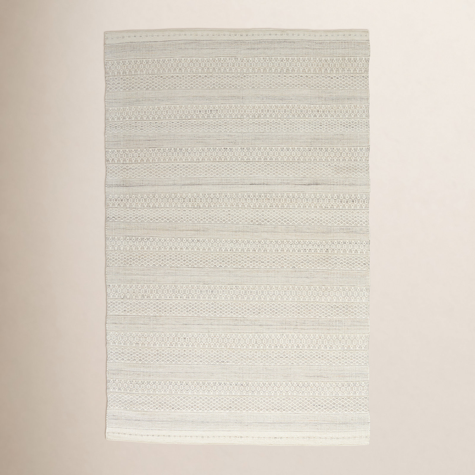 Gingham Cream Hand-Woven Outdoor Rug, Rectangle 5' x 8'