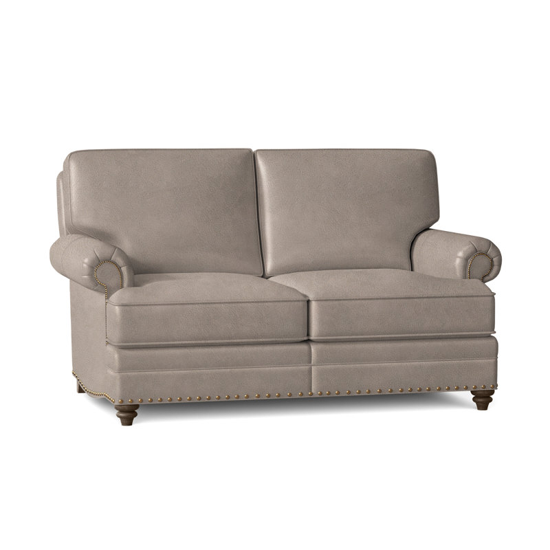Carrado Leather Loveseat, Aline Fumo Genuine Leather, Cobblestone, French Natural