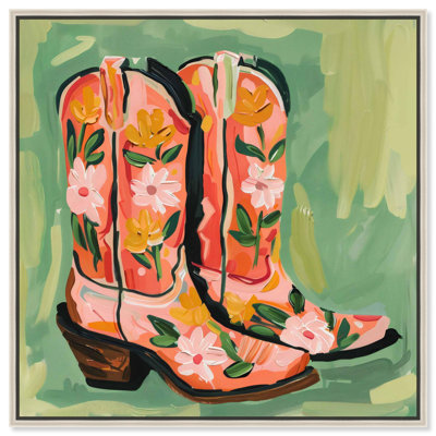 Wildflower Cowboy Boots Canvas Trendy Cowboy Decor by 