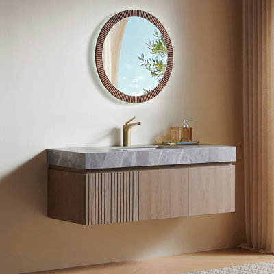 Luxstone Modern Luxury Vanity with Sintered Stone Countertop and Ceramic Basin