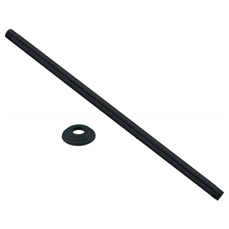 Westbrass 1/2" IPS x 24" Round Ceiling Mount Shower Arm with Flange, Matte Black