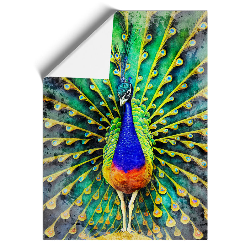 Peacock Watercolour No.1 - Wall Art, Paper, 59.4cm H x 42cm W, No Matte