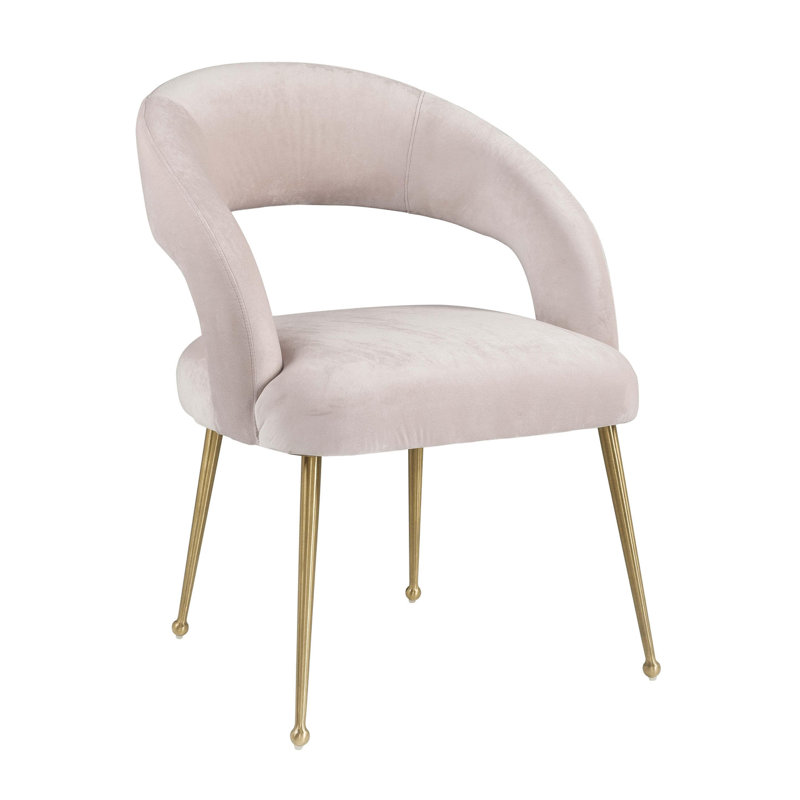 Chaise en velours Julie Blush, Rosé velouté, Doré