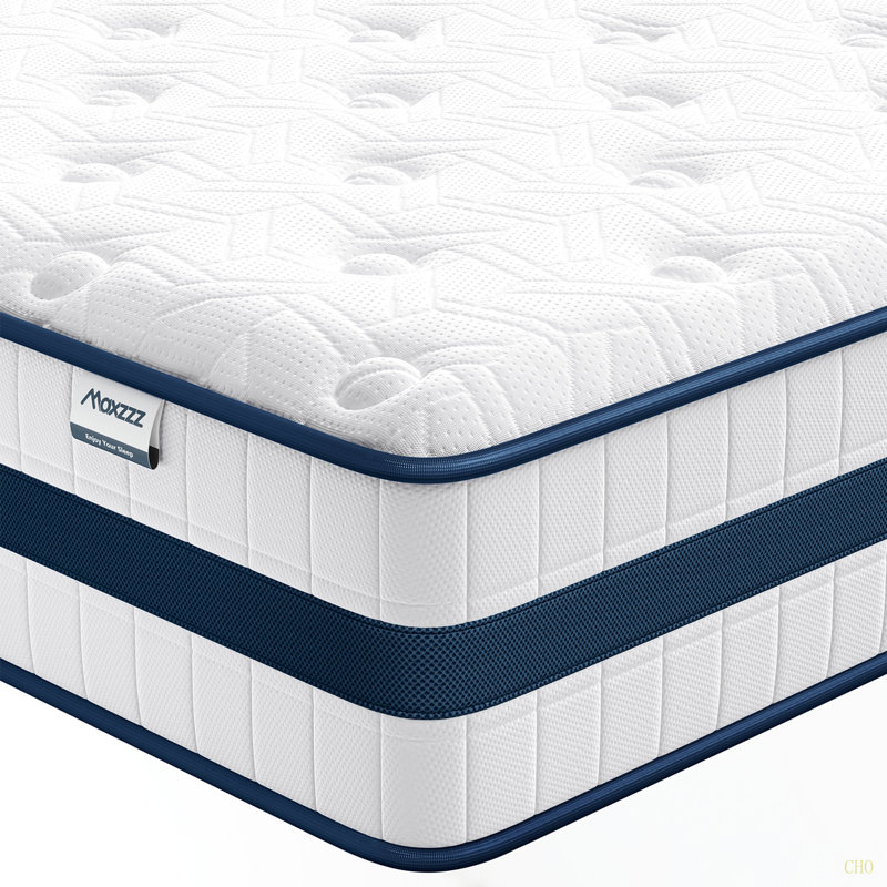 Matelas pour grand lit, matelas hybrides pour grand lit de 10 pouces dans une boîte soulagement de la pression et soutien, mousse à mémoire de forme rafraîchissante et ressorts ensachés individuellement pour isoler les mouvements, matelas de luxe
