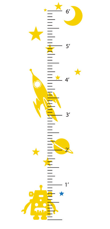 Décalcomanie murale espace robot de croissance, Jaune clair
