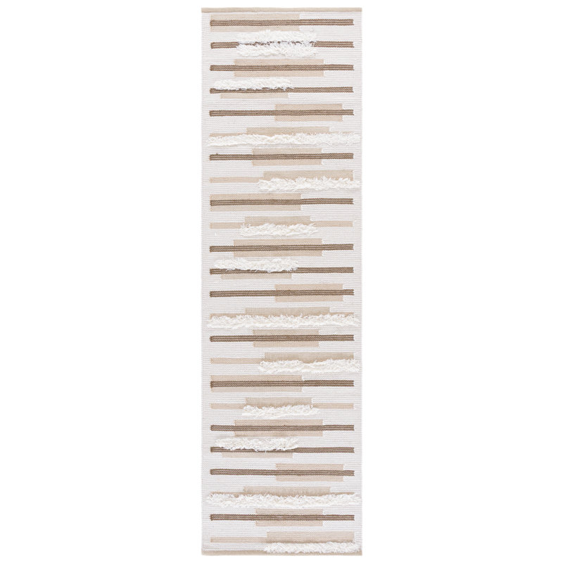 Kenya 279 Hand Woven 80% Wool; 20% Cotton Striped Rug, Runner 2'3" x 8'
