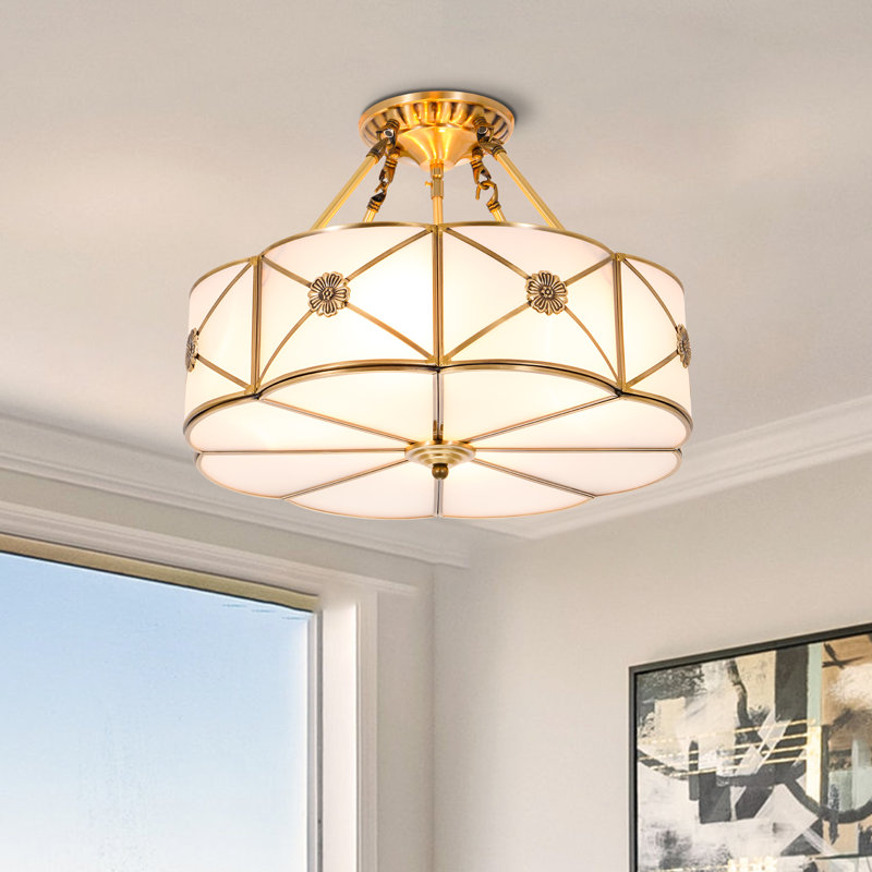Lustre tambour moderne 4 lumières 17 po