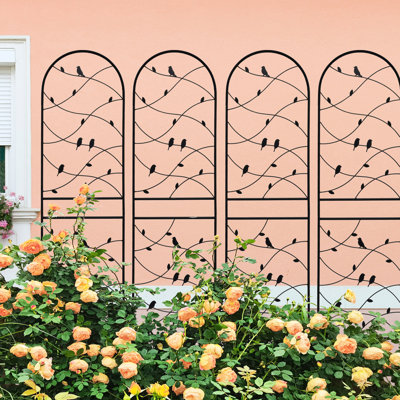 86.7"X19.7" Metal Garden Trellis 4 Pack - Rustproof Outdoor Plant Climbing Support Black
