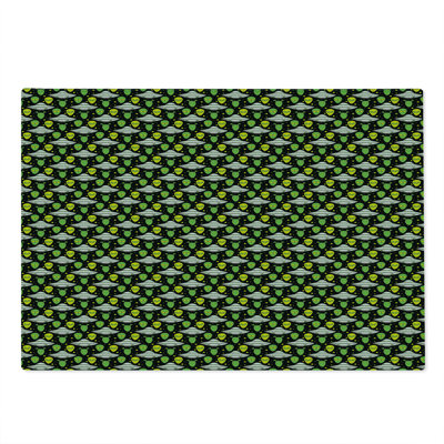 Ambesonne Alien Cutting Board Large UFO Portrait Space Crafts Green Yellow and Black