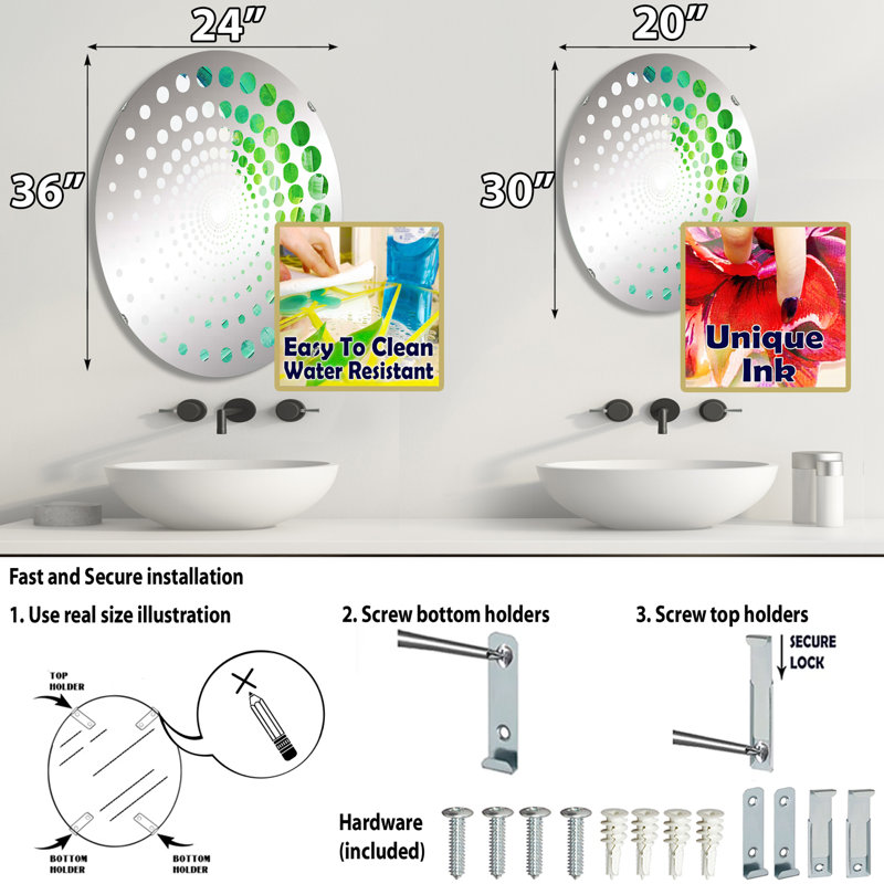 Miroir mural oval, 35,4 po x 23,6 po