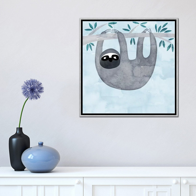 « Sloth » par Nic squirrell-impression, Toile avec cadre argenté, H 18 po x l 18 po x 1,5 po, Pas de tapis