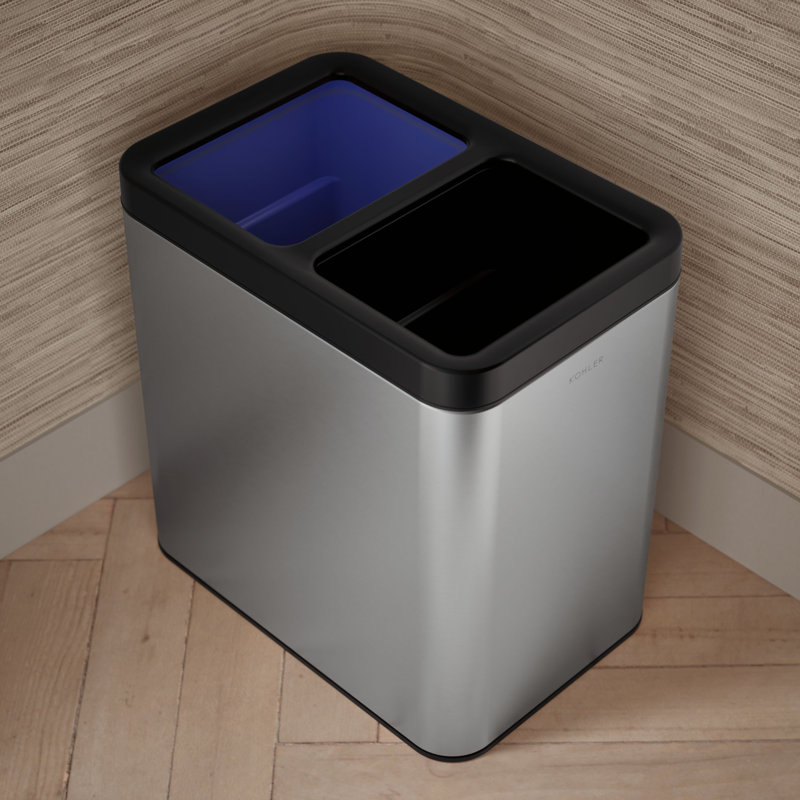 22-Liter Dual-Compartment Open-Top Trash Can,  Stainless