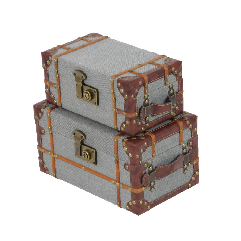 Ensemble de 2 boîtes décoratives en bois / tissu Alfredson