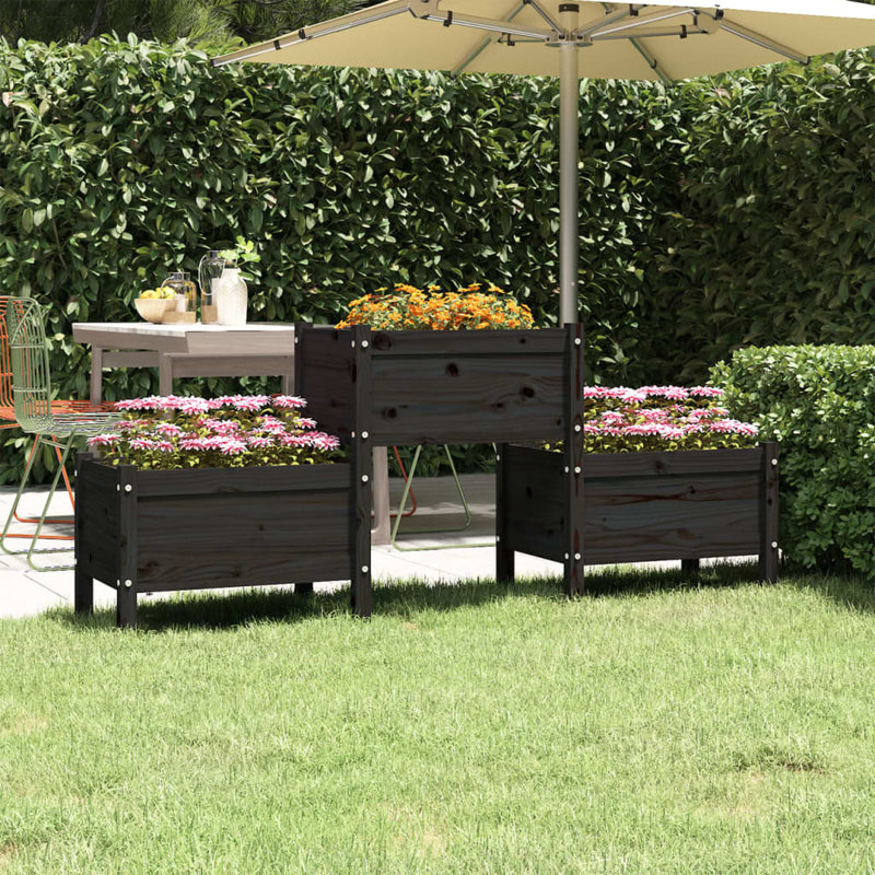 Ebern Designs Planter Black 178.5X44x75 Cm Solid Wood Pine, Black
