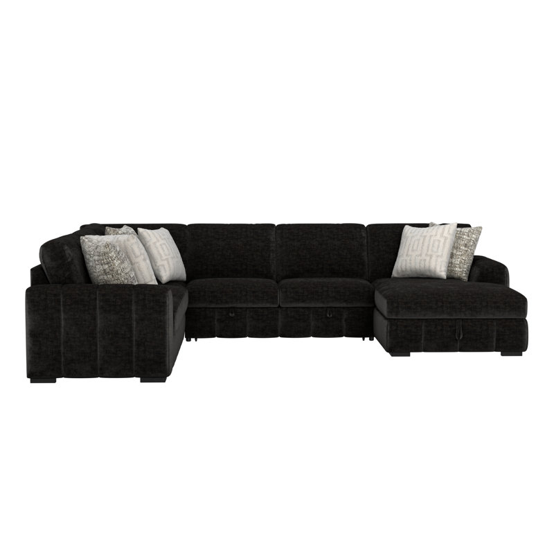 4-piece Sectional With Pop-up Sleeper, Black