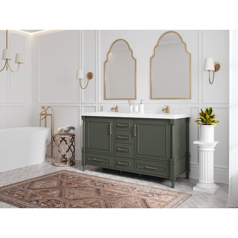 Aberdeen 60'' Double Bathroom Vanity with Top, White
