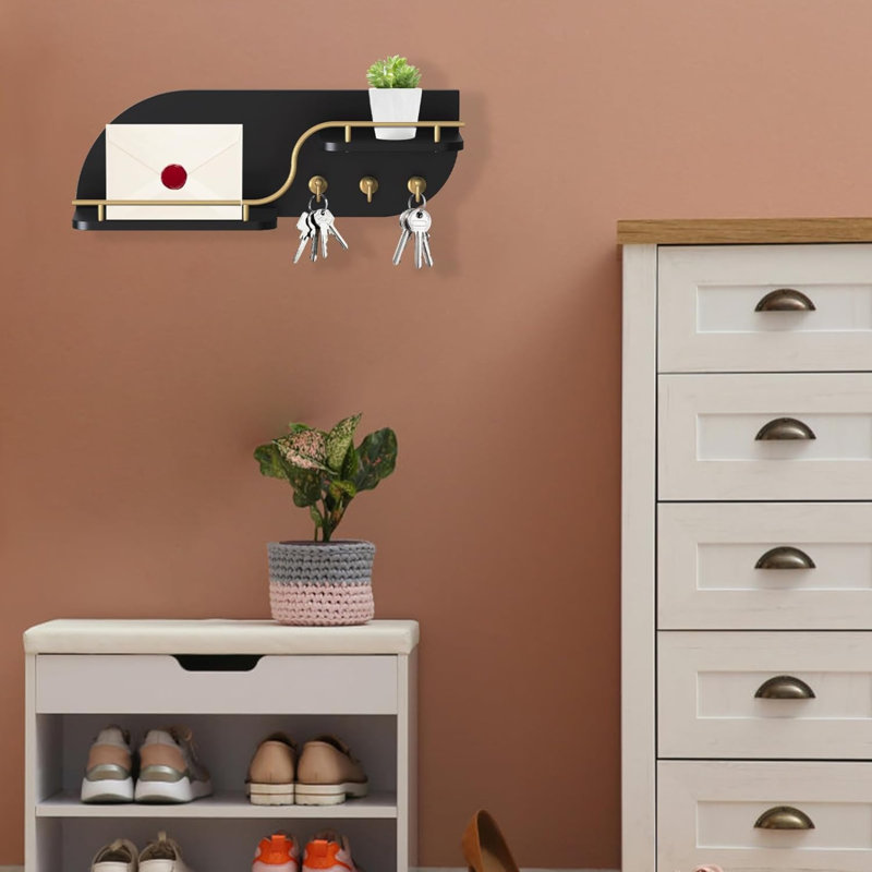 Adie Manufactured Wood Wall Organizer, Black